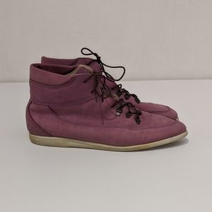 Bally Suede Purple Fuchsia Lace up Boots Vintage Vtg 8